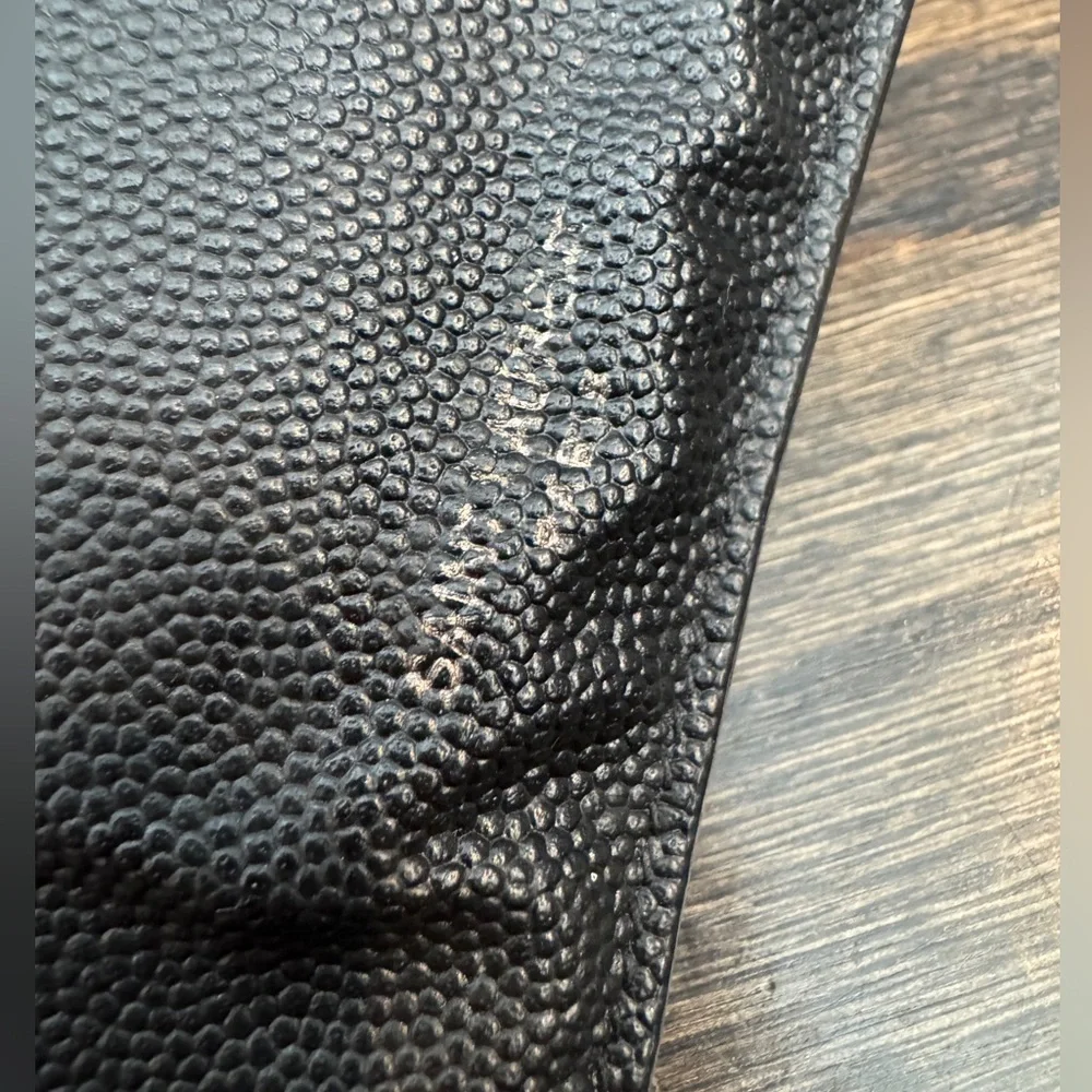 Saint Laurent (YSL) Unisex Pebbled Leather Card Holder in Black